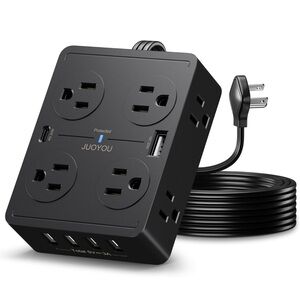 Black JUOYOU Power Strip with USB Ports